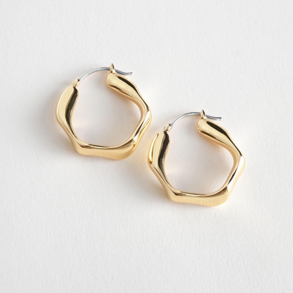 & Other Stories gold tone wavy hoop earrings